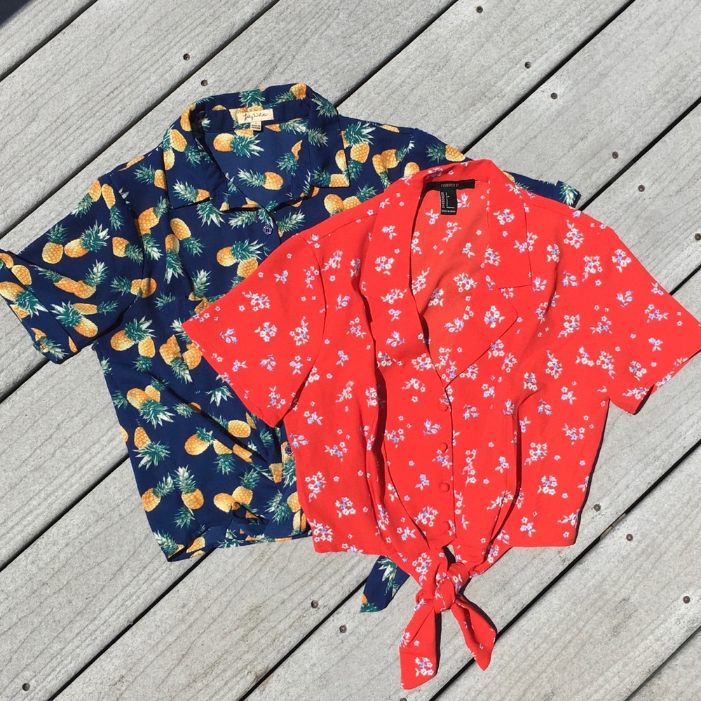 Pair of Retro/Pinup Style Tie Front Tops
